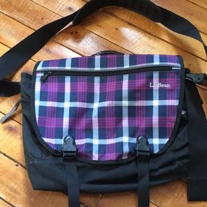 L.L. Bean Purple Plaid Crossbody Backpack
